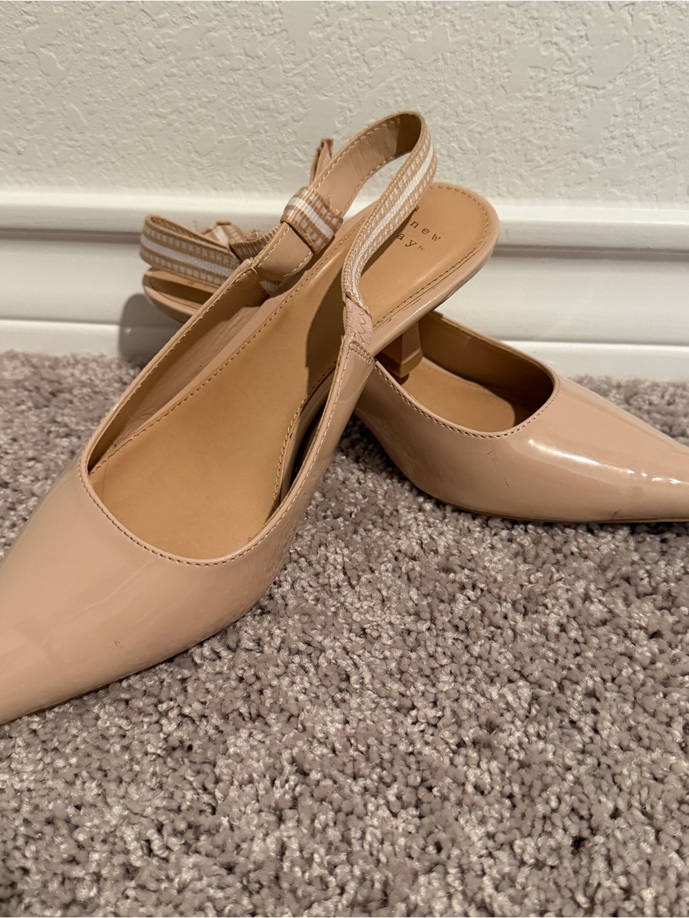 a new day Patent Nude Pointed Slingback Pumps